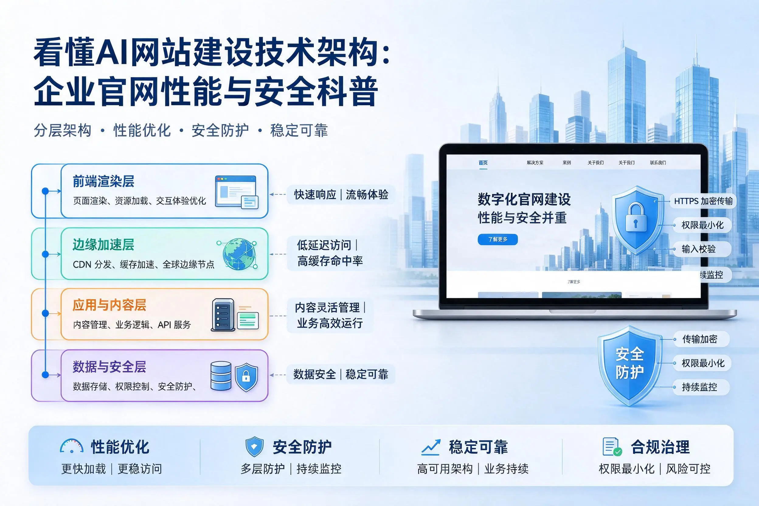 看懂AI网站建设技术架构:绥化企业官网性能与安全科普