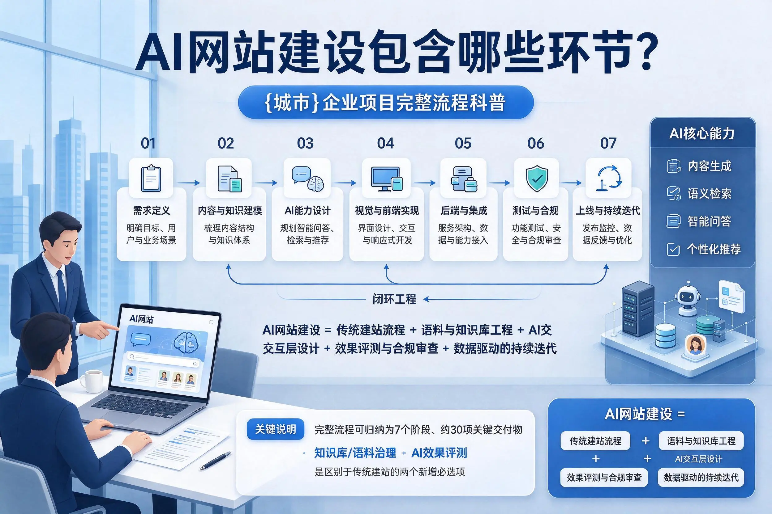 AI网站建设包含哪些环节?绥化企业项目完整流程科普