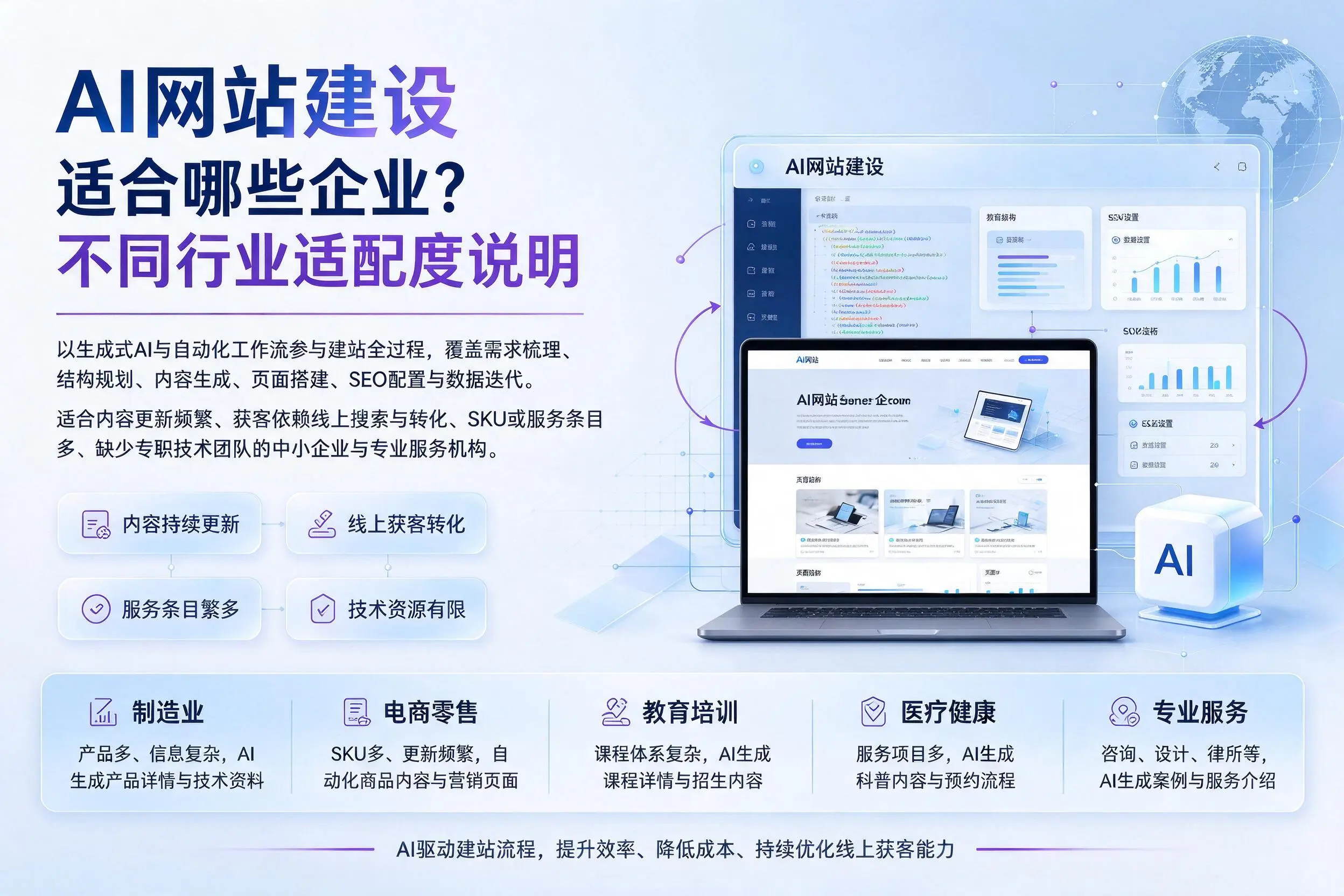AI网站建设适合哪些企业?绥化不同行业适配度说明
